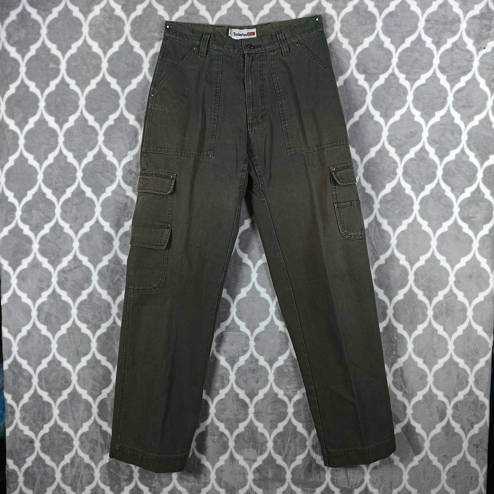 Timberland PRO Cargo Pants Men Size 30 Green Workwear Utility Carpenter Canvas